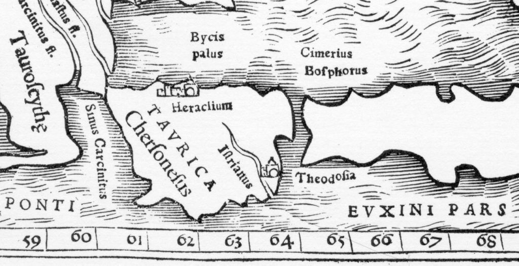 Керченский пролив (Боспор Киммерийский) на карте Клавдия Птолемея